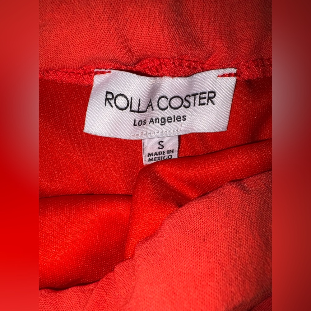 Rolla Coaster Los Angeles Strapless Wide Leg Jumpsuit Neon Coral Size Small - Picture 3 of 3